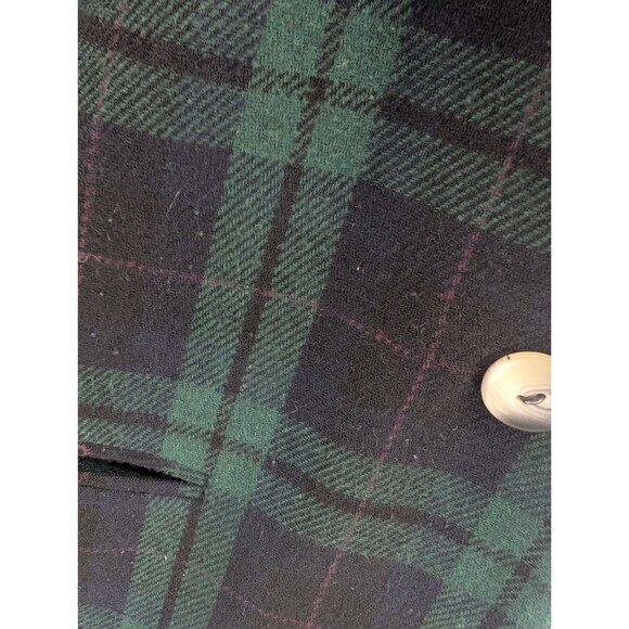 Sag Harbor Vintage 90's Wool Green Plaid Lined Blazer Velvet Collar Size Large - Picture 4 of 11